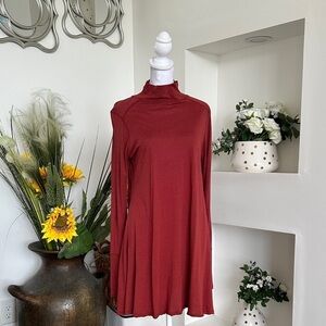 Free People Burgundy Long Sleeve Mini Dress